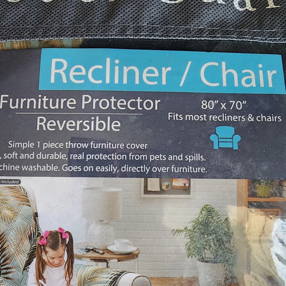 Set of 2 Couch Guard Recliner Furniture Protector - Palm and Chocolate